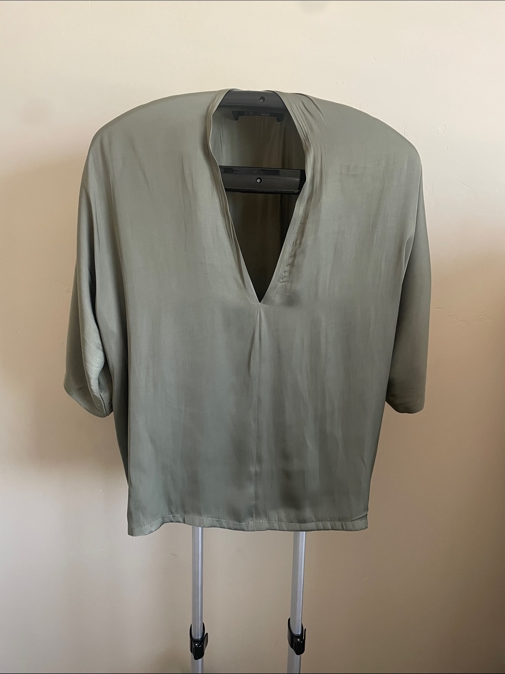 By Together Olive Green V-Neck Boxy Blouse